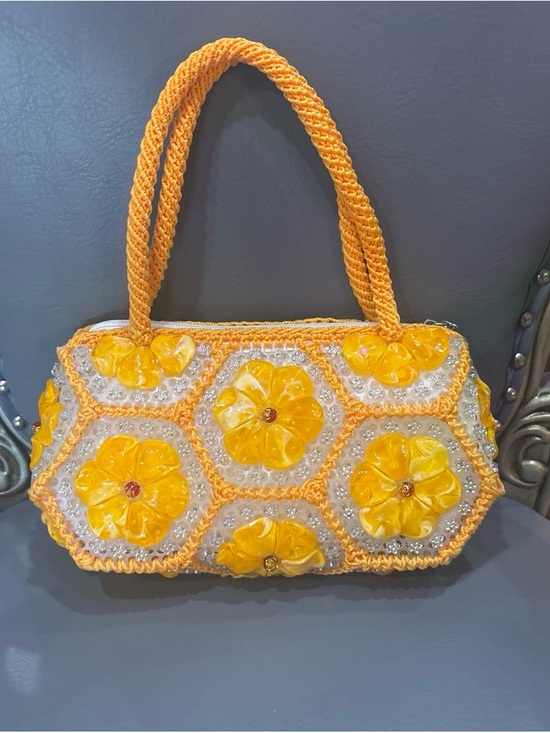 Handmade Handbags - Handmade Floral Mini Bag with Top Handle